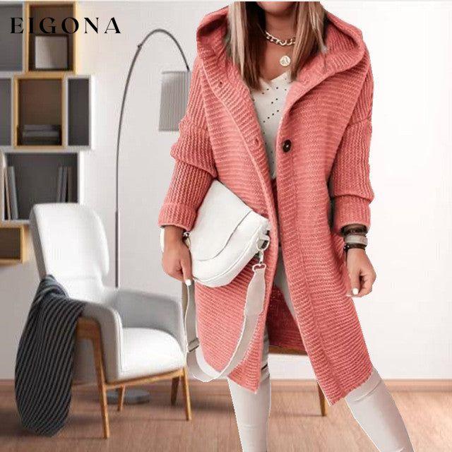 Casual Hooded Knitted Coat Pink best Best Sellings cardigan cardigans clothes Sale tops Topseller