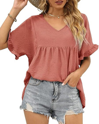 Casual Ruffle Loose Fit Blouse