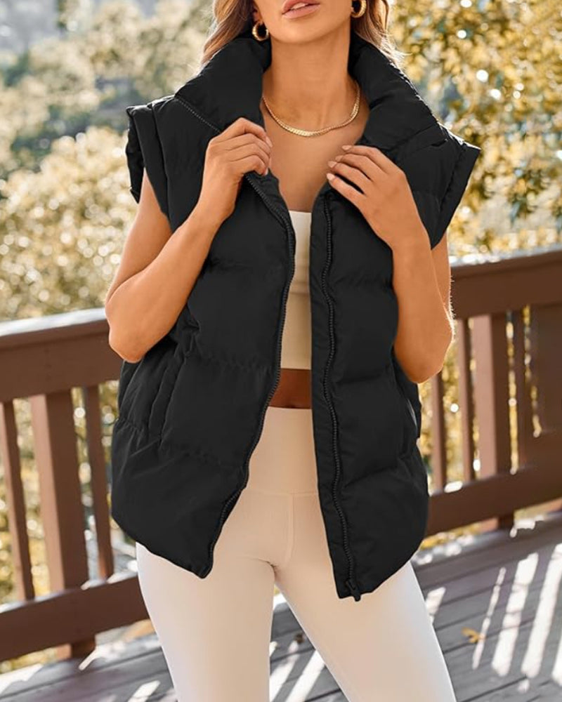 Sleeveless solid color lapel padded jackets 2024 f/w jackets padded jackets