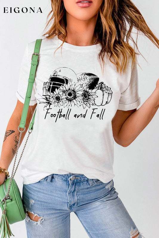FOOTBALL AND FALL Graphic T-Shirt White clothes Ship From Overseas SYNZ trend
