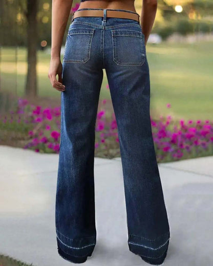 Women's Retro Flare Jeans with Pockets
