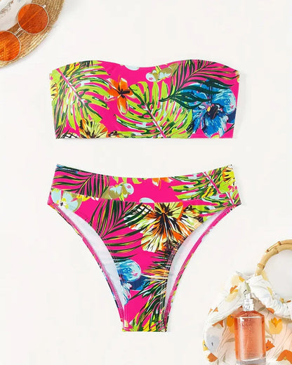 Printed Bandeau Sexy Two-Piece Bikini