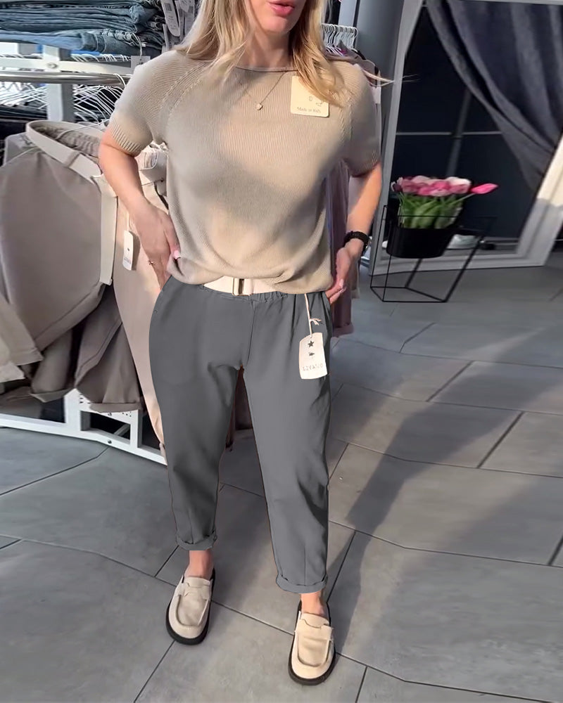 Pantaloni dritti casual tinta unita