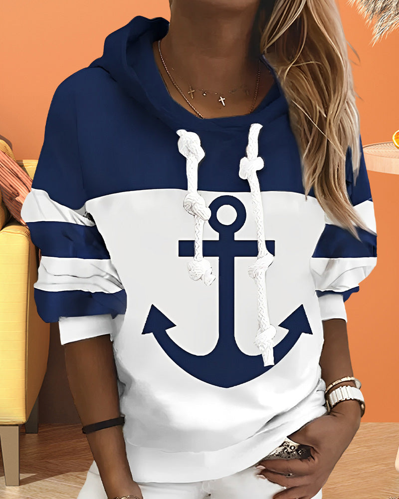 Stripe and anchor print hoodie 2022 F/W 2023 F/W 23BF Hoodies