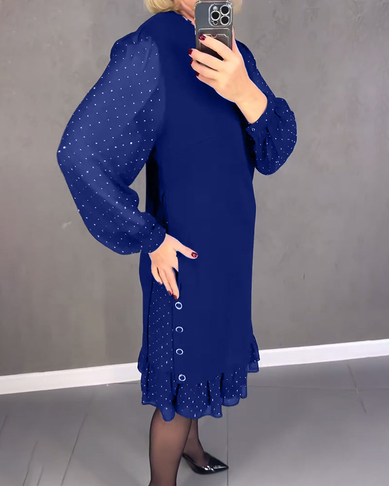 Long-sleeved polka dot dress