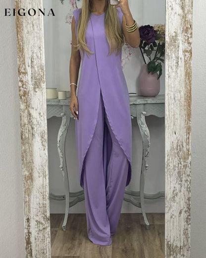 Sleeveless two-piece set Purple Casual Dresses Clothes Dresses SALE Summer Two-Piece Sets