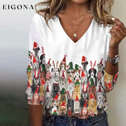 Creative Animal Print Christmas T-Shirt White best Best Sellings clothes Plus Size Sale tops Topseller