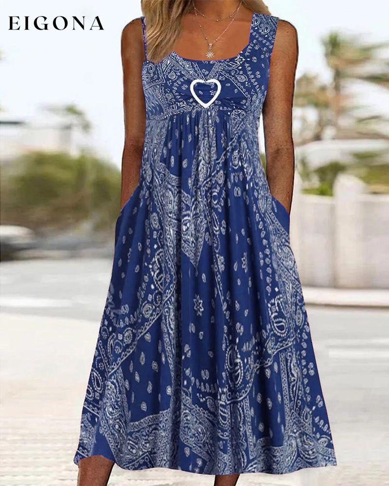 Printed sleeveless dress Blue 23BF Casual Dresses Clothes Dresses Spring Summer