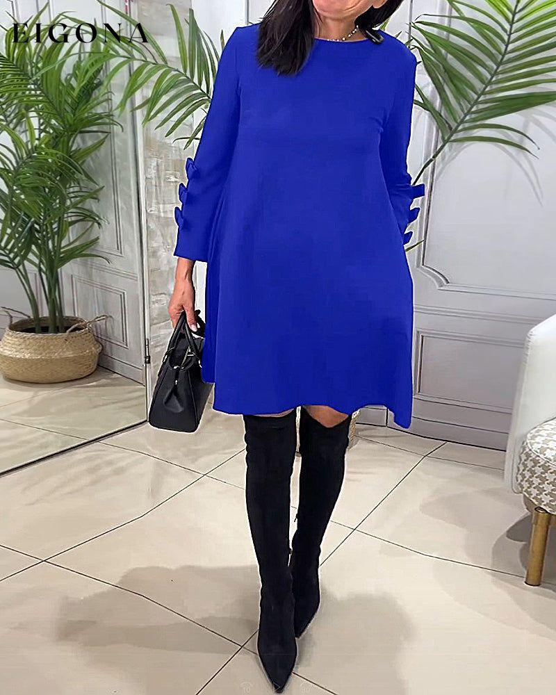 Casual Long Sleeve Knee Length Dress Blue 2023 f/w casual dresses Clothes discount Dresses