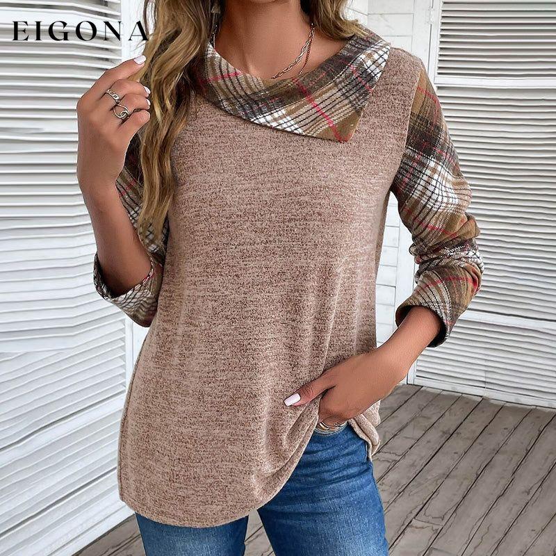 Vintage Plaid Patchwork Blouse Coffee best Best Sellings clothes Plus Size Sale tops Topseller