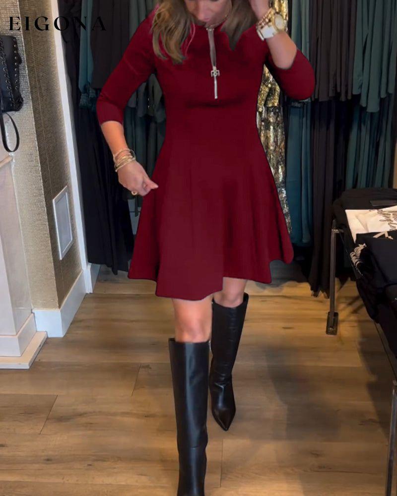 Solid color zipper elegant dress 2023 f/w 23BF casual dresses Clothes discount Dresses elegant dresses spring