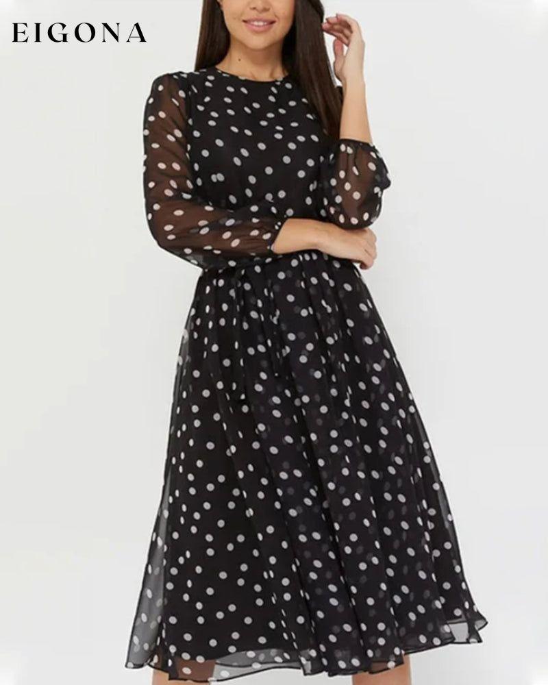 Elegant polka dot print dress Black 23BF casual dresses Clothes Dresses spring summer