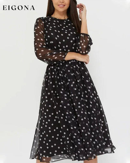 Elegant polka dot print dress Black 23BF casual dresses Clothes Dresses spring summer