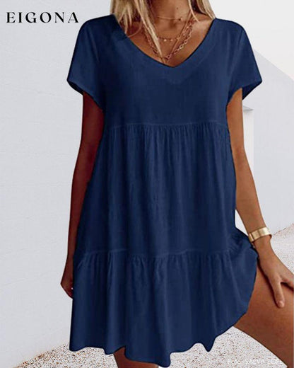 Loose casual short sleeve dress Blue 23BF Casual Dresses Clothes discount Dresses Spring Summer Vacation Dresses