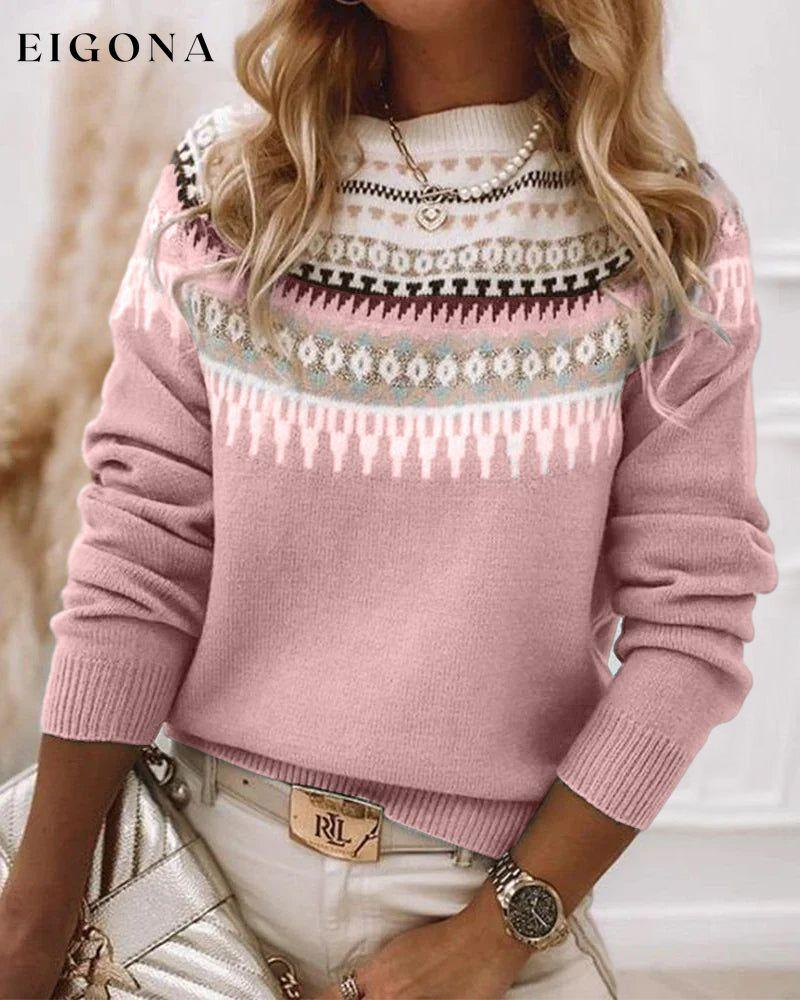 Long Sleeve Printed Pullover Sweaters Pink 2023 f/w 23BF clothes discount pullovers spring Sweaters sweaters & cardigans Tops/Blouses