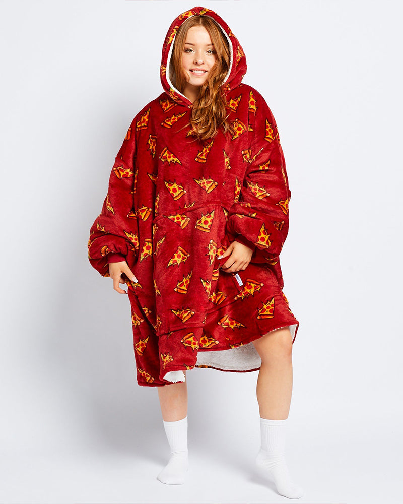 Cute Pizza Loose Blanket Hoodie 2024 f/w Blanket Hoodies