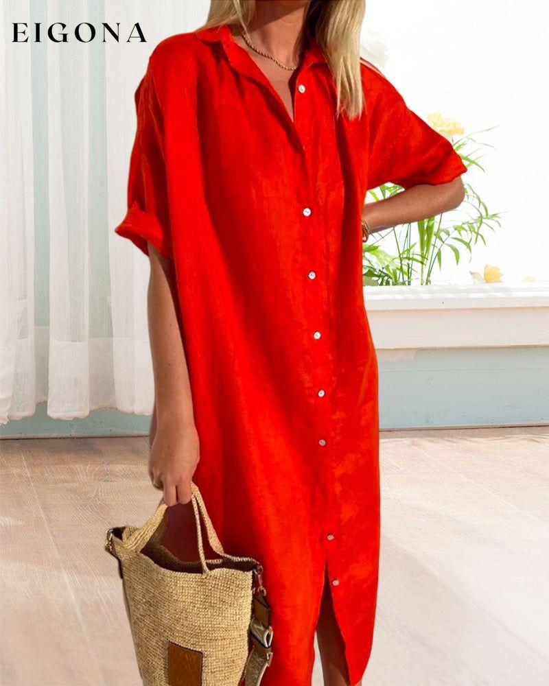 Cotton solid color shirt dress 23BF Casual Dresses Clothes Cotton and Linen Dresses Spring Summer