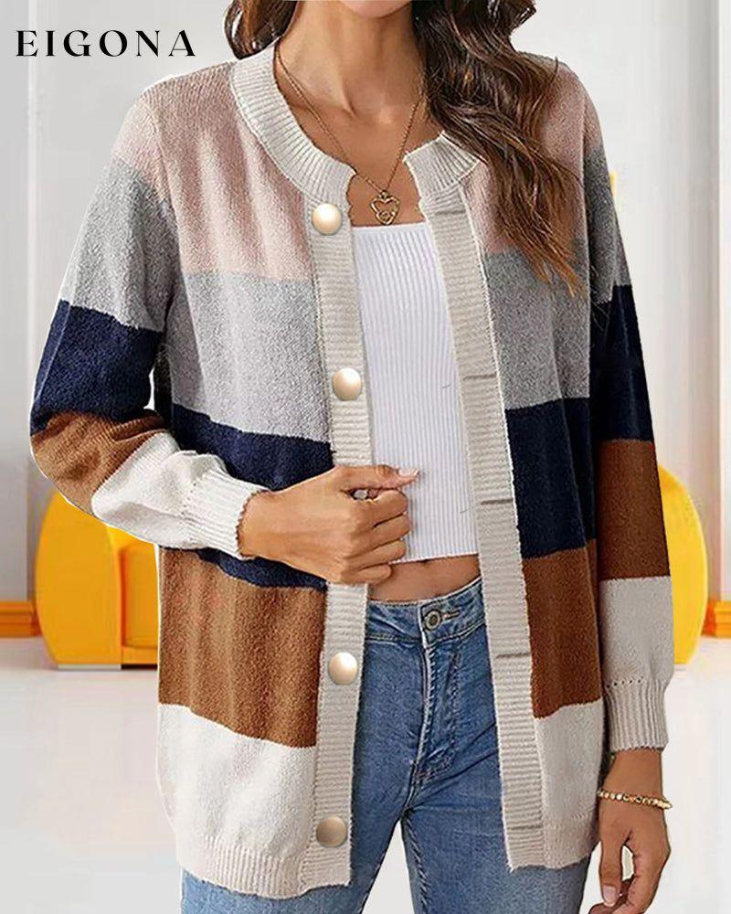 Women's Colorblock cardigan Khaki 2023 F/W 23BF clothes Sweaters Sweaters & Cardigans Tops/Blouses