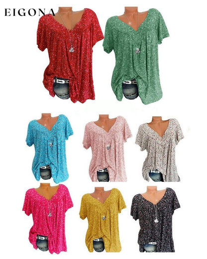 V-neck loose short-sleeved t-shirt 23BF allamode clothes Damkläder discount Short Sleeve Tops Summer T-shirts Tops/Blouses Trending Now