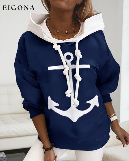 Anchor pattern hoodie 23BF autumn cardigans Clothes discount Hoodies & Sweatshirts Tops/Blouses