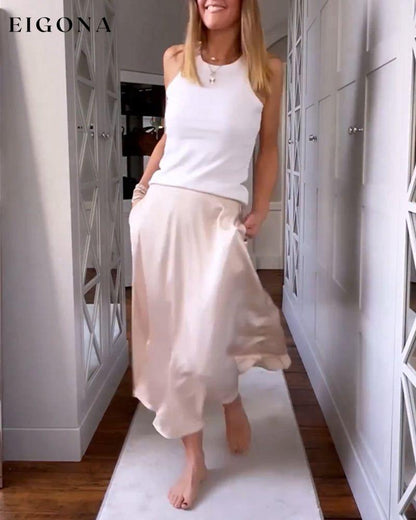 Elegant solid color skirt 23BF Casual Dresses Clothes Dresses SALE Spring Summer
