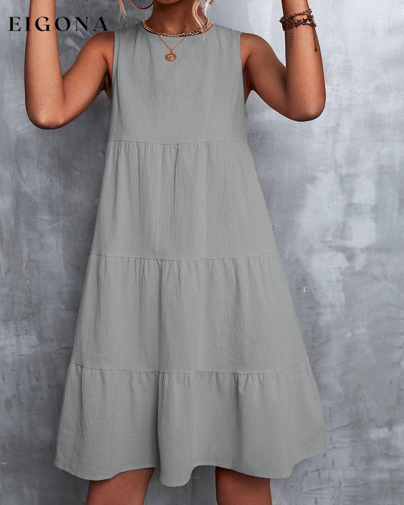 A-Line sleeveless solid color dress Gray 23BF Casual Dresses Clothes Dresses Summer