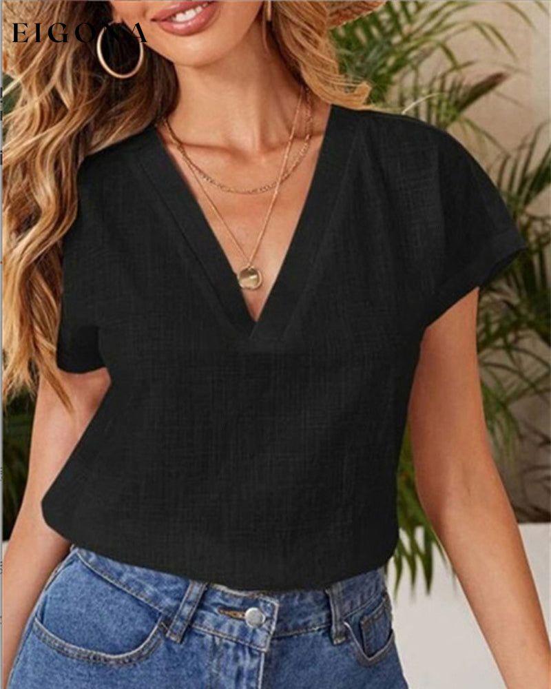 Summer solid color T-shirt Black 23BF clothes Short Sleeve Tops Spring Summer T-shirts Tops/Blouses