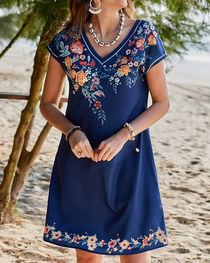 Casual Printed Short Sleeve Dress