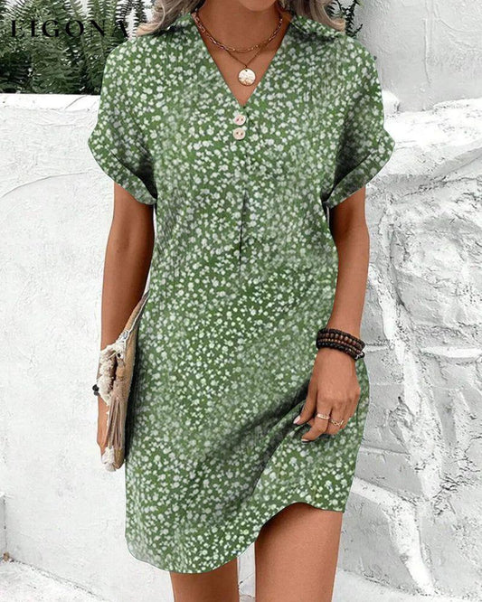 V-neck floral elegant dress Green 23BF Casual Dresses Clothes Dresses Spring Summer