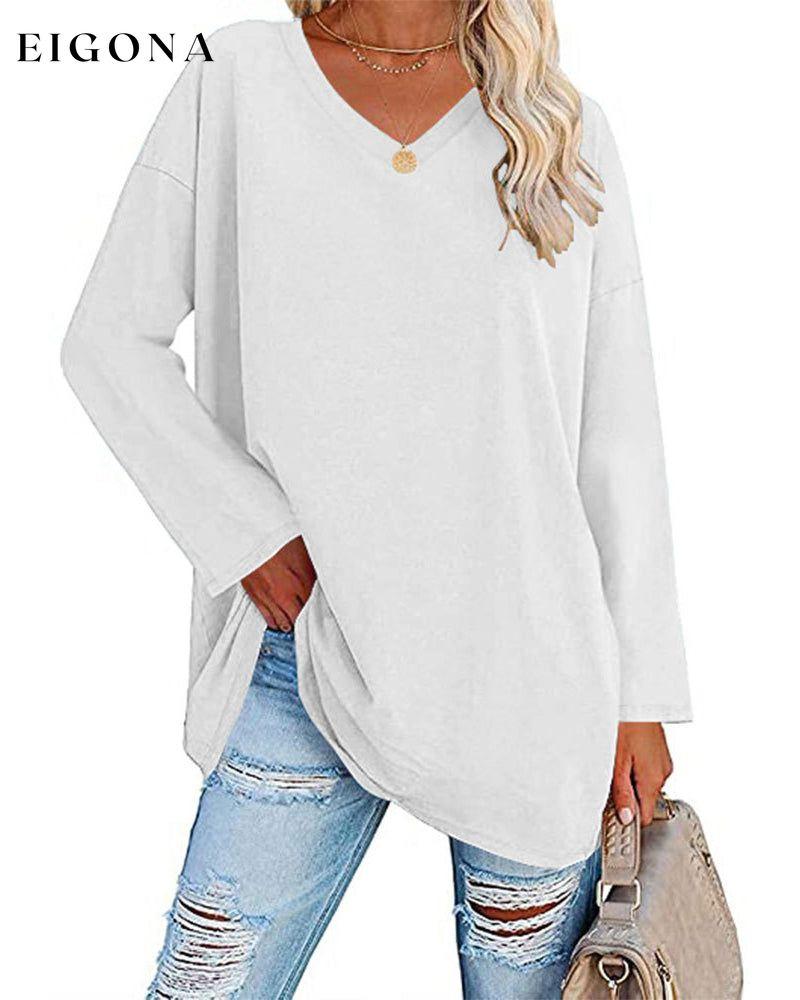Plain v-neck long-sleeved women's t-shirt White 2022 F/W 23BF clothes Short Sleeve Tops Spring T-shirts Tops/Blouses