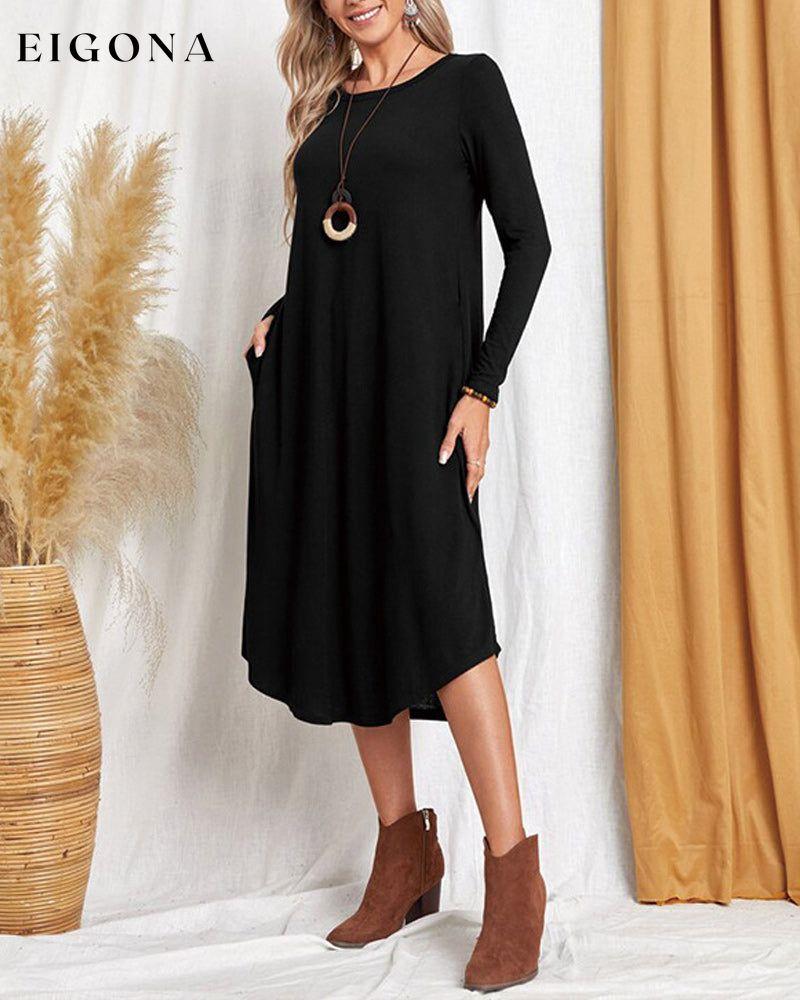 Long Sleeve Loose Cotton Dress Black 2022 f/w 2023 F/W 23BF Casual Dresses Clothes Dresses Spring Summer