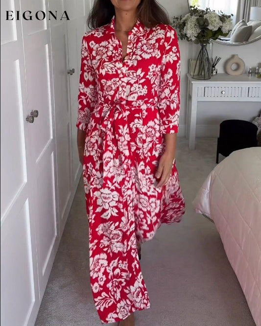 Floral Print Maxi Dress Red 2023 F/W 23BF Casual Dresses Clothes discount Dresses Spring Summer vacation dresses