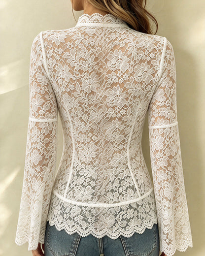 Stand Collar Casual Long Sleeve Blouse