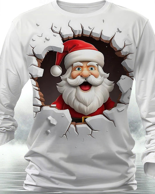 Men's Christmas Santa Claus Long Sleeve T-shirt 2024 f/w blouses & shirts christmas