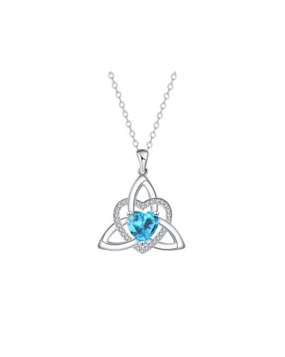 Birthstone Celtic Trinity Knot Heart Necklace✨ Heart Shape Celtic Trinity Knot Birthstone Pendant