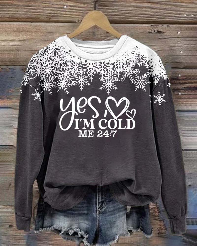 Women's Christmas I'm cold print sweatshirt 2024 f/w christmas hoodies & sweatshirts women's christmas