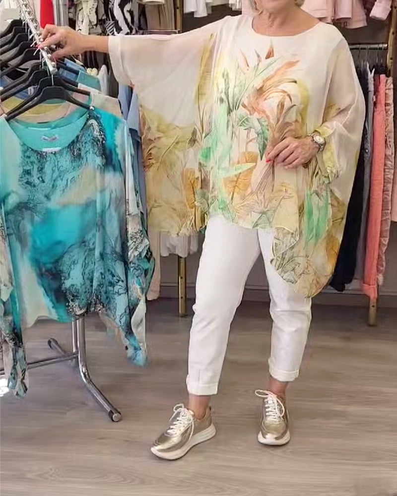 Loose Irregular Print Blouse