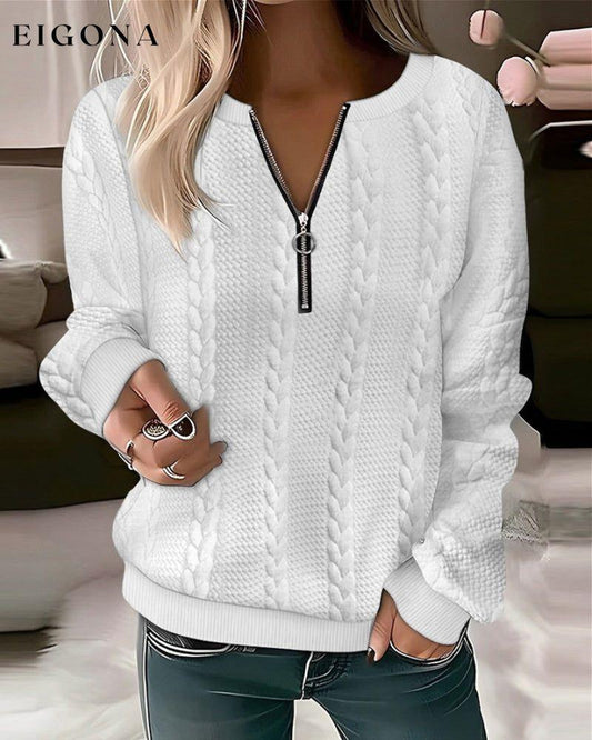Round neck zipper sweatshirt White 2023 f/w 23BF cardigans Clothes hoodies & sweatshirts spring Tops/Blouses