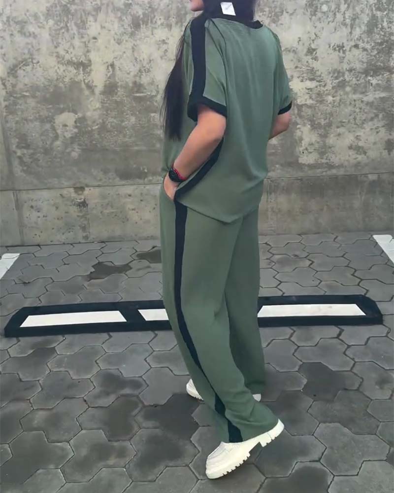 Flowy Round Neck Casual Two-Piece Set