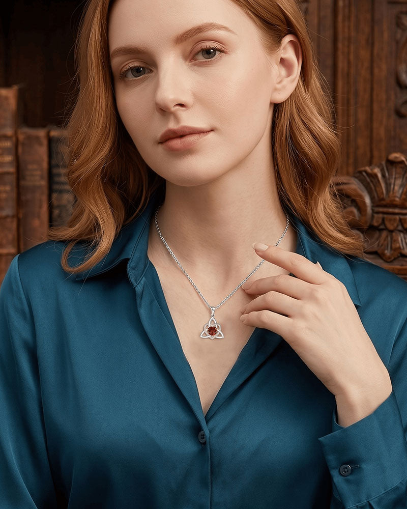 Birthstone Celtic Trinity Knot Heart Necklace✨ Heart Shape Celtic Trinity Knot Birthstone Pendant