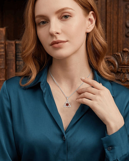 Birthstone Celtic Trinity Knot Heart Necklace✨ Heart Shape Celtic Trinity Knot Birthstone Pendant