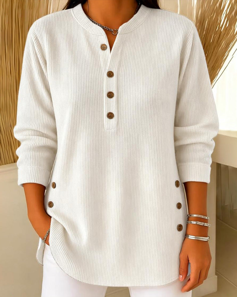 Henley Button Solid Pullovers pullovers spring summer