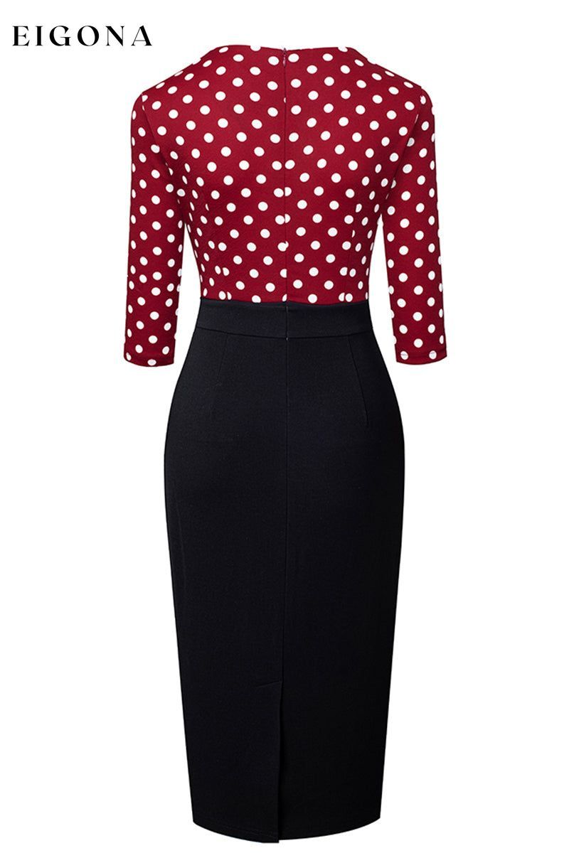 Surplice Neck Polka Dot Pencil Dress A&Y.S clothes Ship From Overseas Shipping Delay 09/29/2023 - 10/01/2023 trend