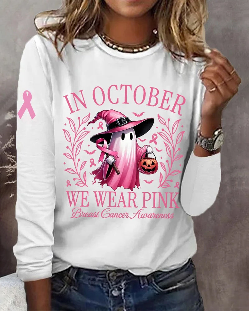 Crew neck long sleeve halloween regular loose blouse for women 2024 f/w halloween t-shirts