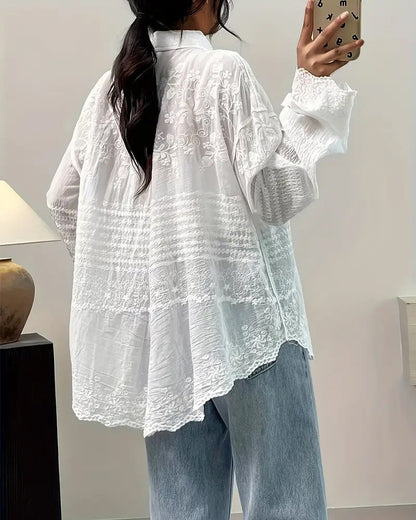 French Lapel Lace Shirt