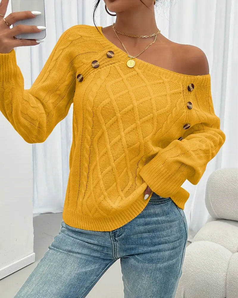 Maglione lavorato a maglia con fibbia e maniche raglan