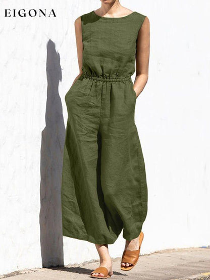 Casual Loose Solid Color Jumpsuit cotton linens jumpsuits suit