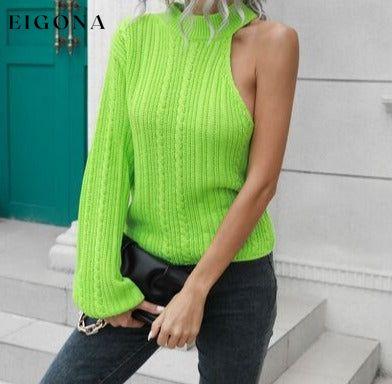 Cable-Knit Round Neck Asymmetrical Sweater B&S Clothes Ship From Overseas
