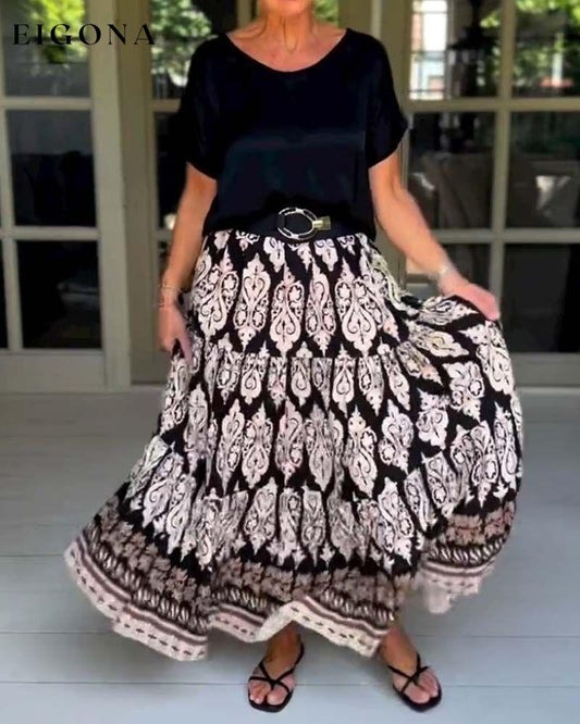 Flowing vacation style printed skirt skirts spring summer