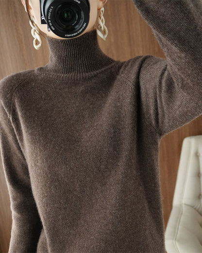 Simple solid color high collar long sleeve sweater 2024 f/w pullovers